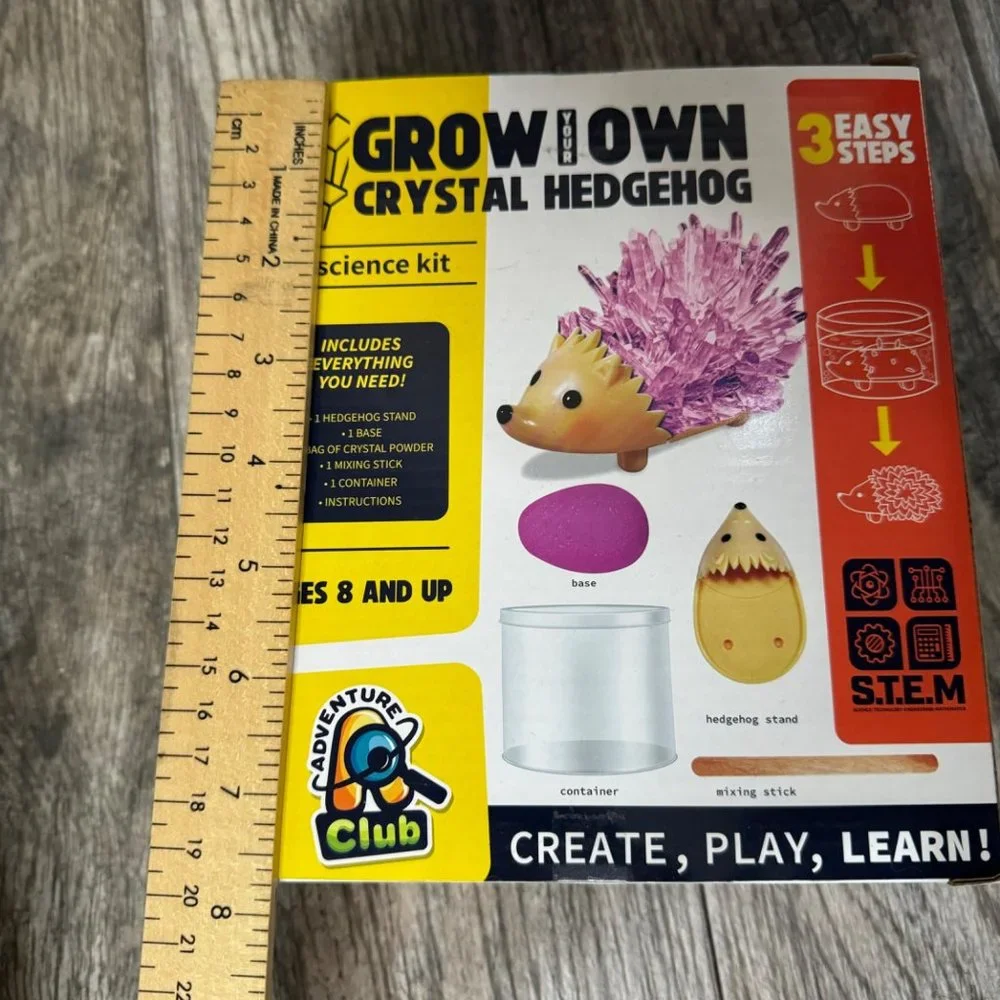 New Grow Your Own Crystal Hedgehog, Pink, Science Kit STEM Adventure Club
